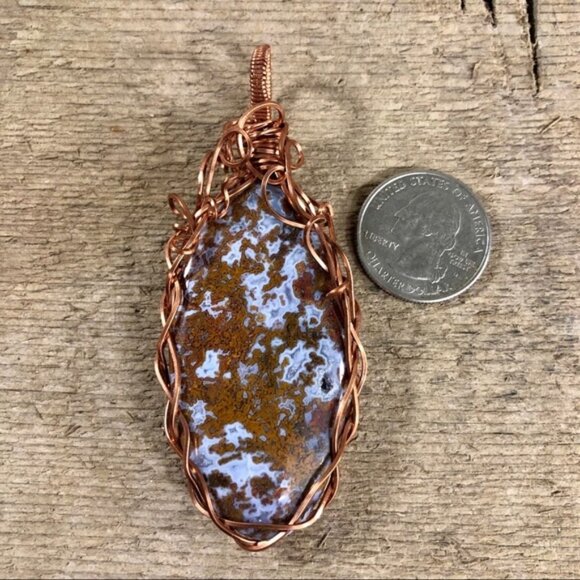 Rare Crazy Lace Fossilized Moss Agate Necklace Pendant - Picture 2 of 4